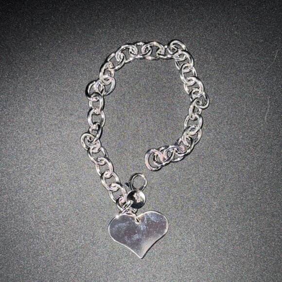 Sterling Silver 925 Chain bracelet with Heart Charm #1508 - Picture 9 of 9